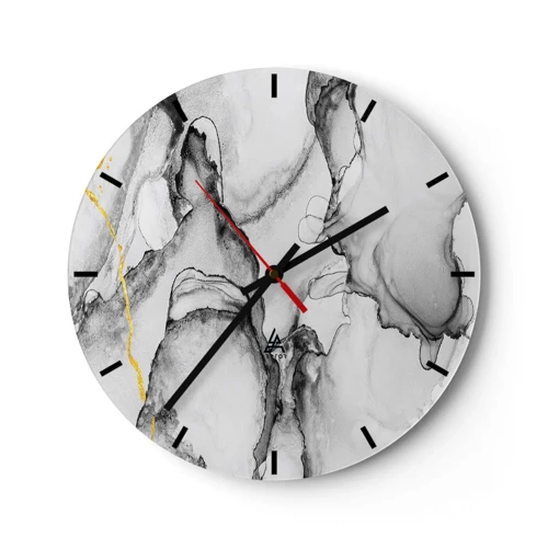 Reloj de pared - Reloj de vidrio - Composición con motivo de oro - 30x30 cm