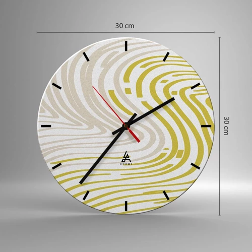 Reloj de pared - Reloj de vidrio - Composición curvada - 30x30 cm