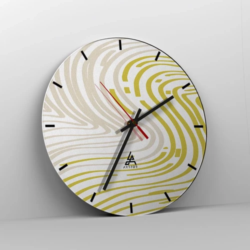 Reloj de pared - Reloj de vidrio - Composición curvada - 30x30 cm