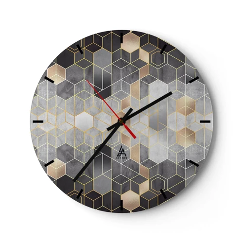 Reloj de pared - Reloj de vidrio - Composición de diamantes - 30x30 cm