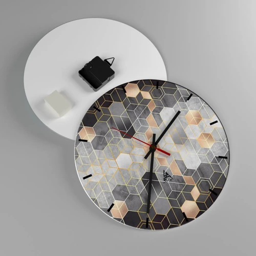 Reloj de pared - Reloj de vidrio - Composición de diamantes - 30x30 cm