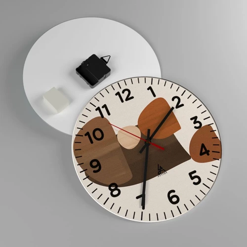 Reloj de pared - Reloj de vidrio - Composición en bronce - 30x30 cm