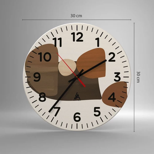 Reloj de pared - Reloj de vidrio - Composición en bronce - 30x30 cm