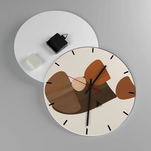 Reloj de pared - Reloj de vidrio - Composición en bronce - 30x30 cm