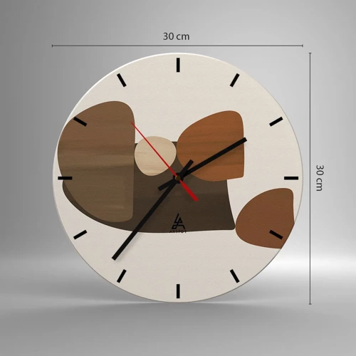 Reloj de pared - Reloj de vidrio - Composición en bronce - 30x30 cm