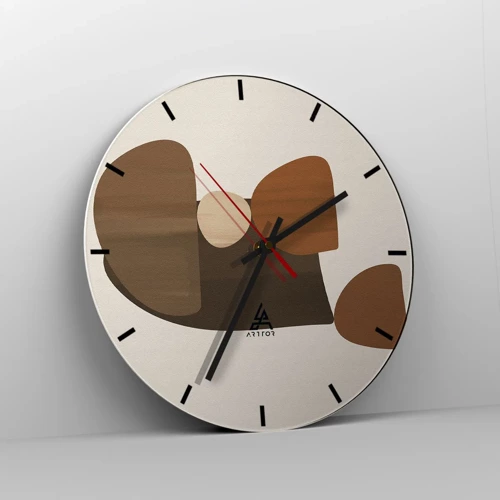 Reloj de pared - Reloj de vidrio - Composición en bronce - 30x30 cm