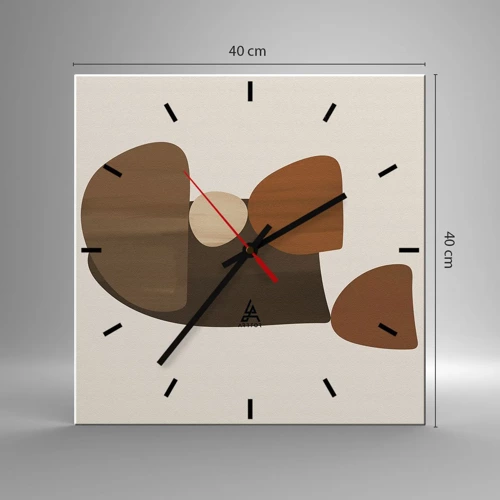 Reloj de pared - Reloj de vidrio - Composición en bronce - 40x40 cm