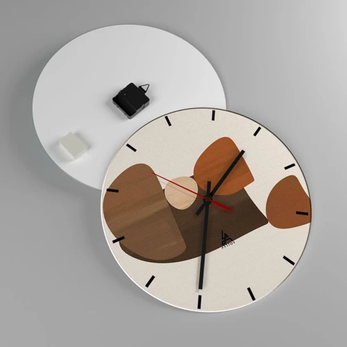 Reloj de pared - Reloj de vidrio - Composición en bronce - 40x40 cm