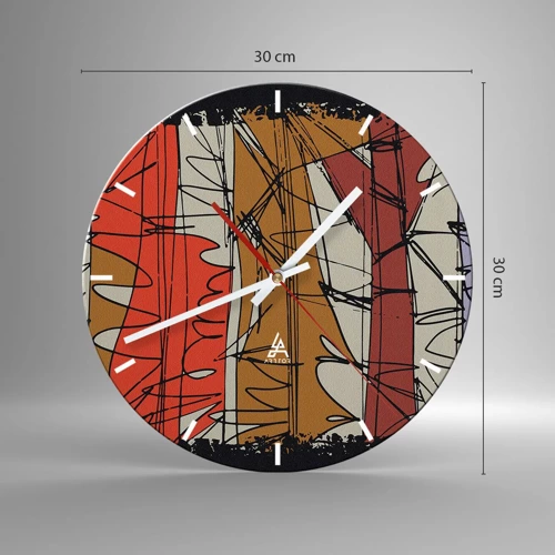 Reloj de pared - Reloj de vidrio - Composición espontánea - 30x30 cm