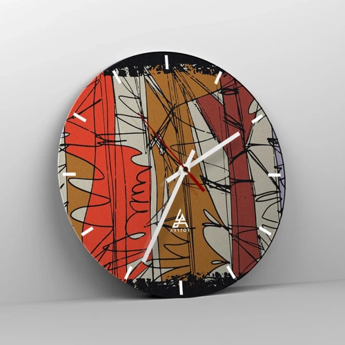 Reloj de pared - Reloj de vidrio - Composición espontánea - 30x30 cm