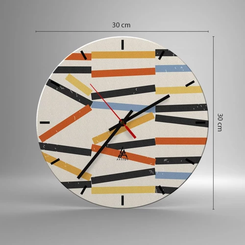 Reloj de pared - Reloj de vidrio - Composición horizontal - 30x30 cm