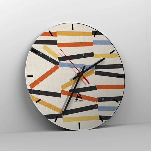 Reloj de pared - Reloj de vidrio - Composición horizontal - 30x30 cm