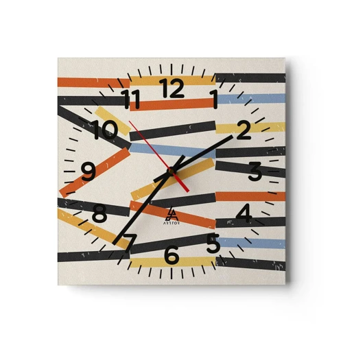 Reloj de pared - Reloj de vidrio - Composición horizontal - 30x30 cm