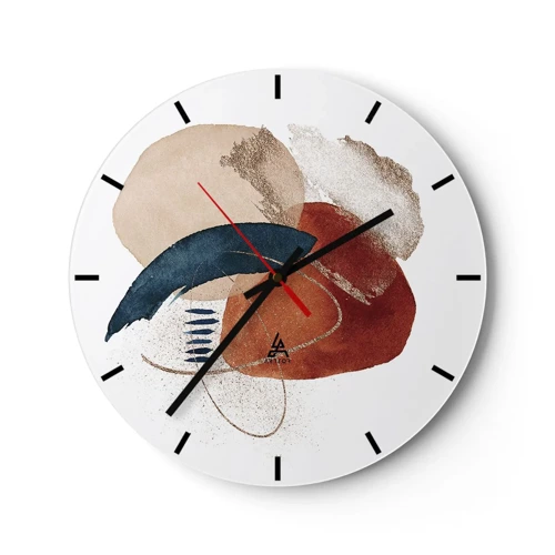 Reloj de pared - Reloj de vidrio - Composición ovalada - 30x30 cm