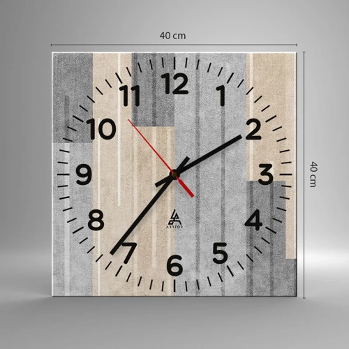 Reloj de pared - Reloj de vidrio - Composición: sostener la vertical - 40x40 cm