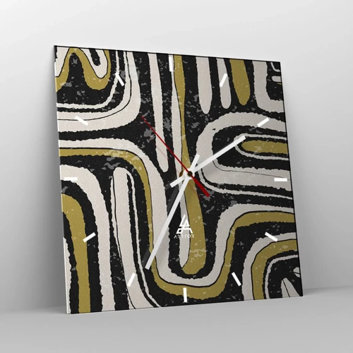 Reloj de pared - Reloj de vidrio - Composición: tramos y callejones - 30x30 cm