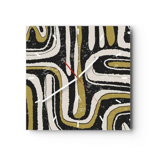 Reloj de pared - Reloj de vidrio - Composición: tramos y callejones - 40x40 cm