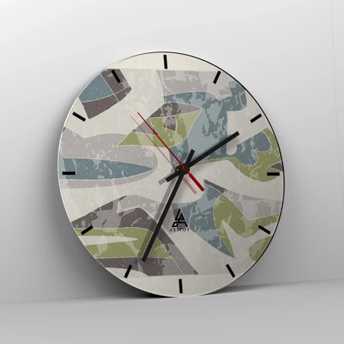 Reloj de pared - Reloj de vidrio - Composición tras vidriera - 30x30 cm