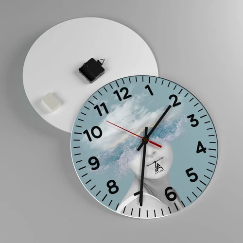 Reloj de pared - Reloj de vidrio - Con la cabeza en las nubes - 40x40 cm