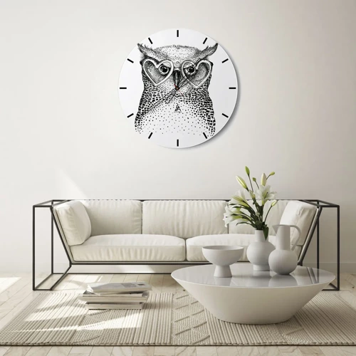 Reloj de pared - Reloj de vidrio - Con sabiduría y amor - 30x30 cm