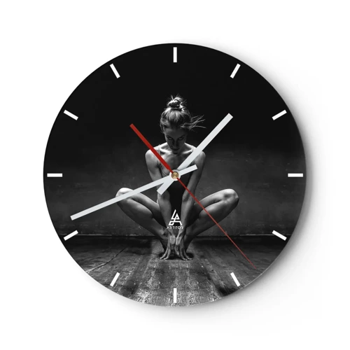 Reloj de pared - Reloj de vidrio - Concentración de energía del baile - 30x30 cm