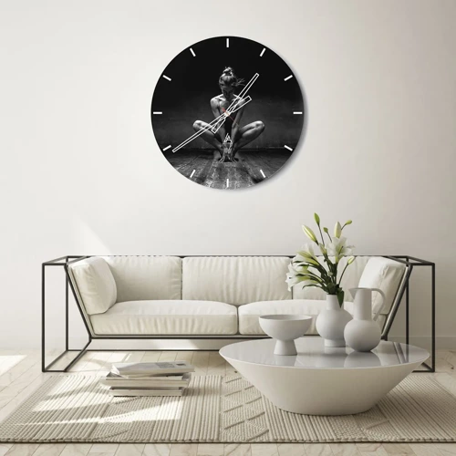 Reloj de pared - Reloj de vidrio - Concentración de energía del baile - 30x30 cm