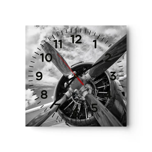 Reloj de pared - Reloj de vidrio - Conquistador de los cielos - 30x30 cm