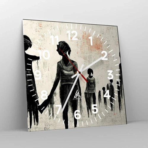 Reloj de pared - Reloj de vidrio - Contra la soledad - 30x30 cm