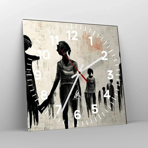 Reloj de pared - Reloj de vidrio - Contra la soledad - 40x40 cm