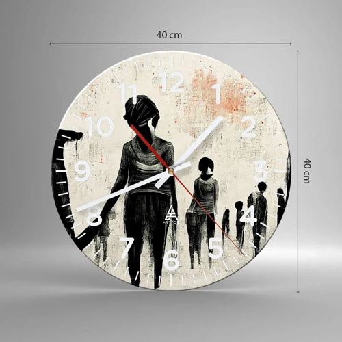 Reloj de pared - Reloj de vidrio - Contra la soledad - 40x40 cm