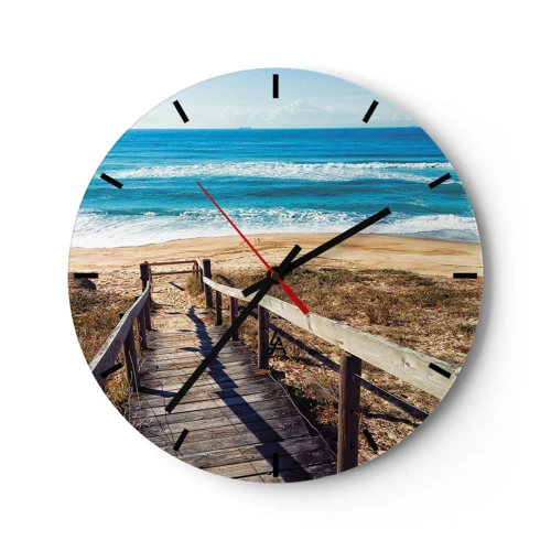 Reloj de pared - Reloj de vidrio - ¡Corre! - 30x30 cm