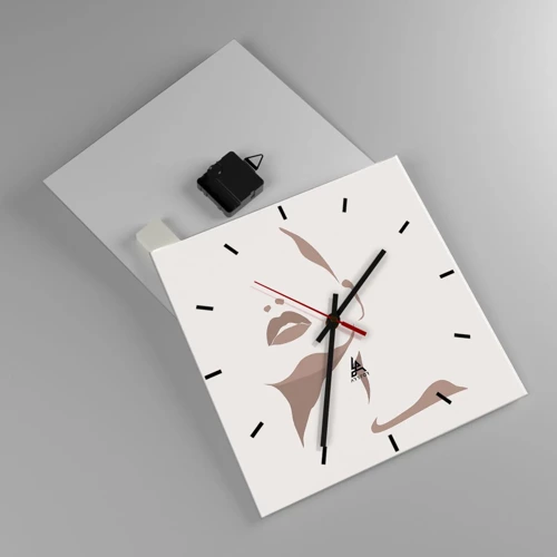 Reloj de pared - Reloj de vidrio - Creación a partir de la luz y la sombra - 30x30 cm