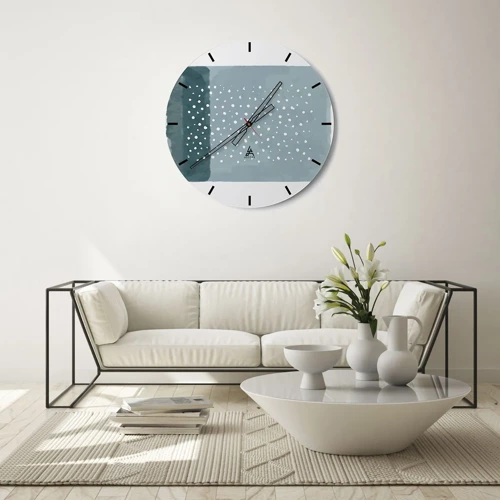 Reloj de pared - Reloj de vidrio - Creación sobre azul - 30x30 cm