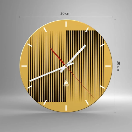 Reloj de pared - Reloj de vidrio - Cuadrado de opuestos - 30x30 cm