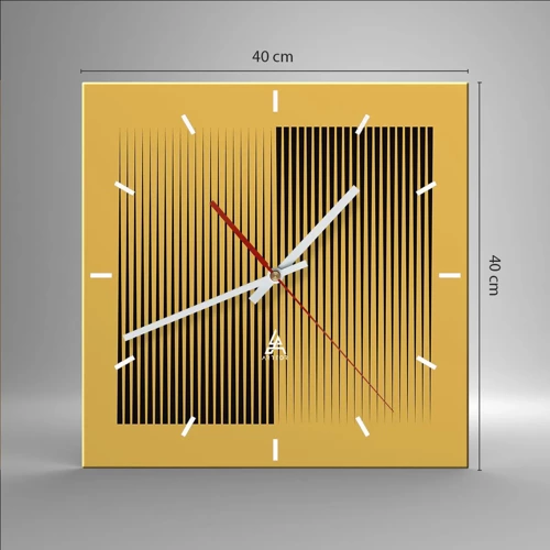 Reloj de pared - Reloj de vidrio - Cuadrado de opuestos - 40x40 cm