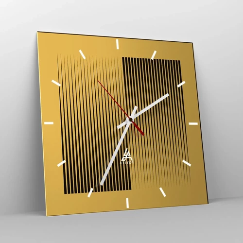 Reloj de pared - Reloj de vidrio - Cuadrado de opuestos - 40x40 cm