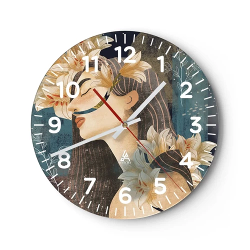 Reloj de pared - Reloj de vidrio - Cuento de princesa con lirios - 30x30 cm