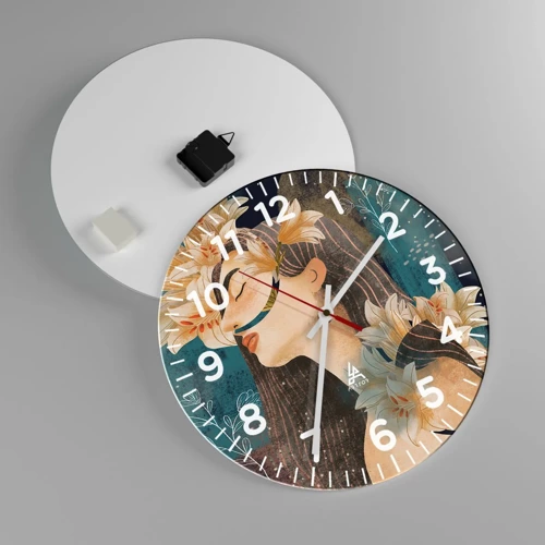 Reloj de pared - Reloj de vidrio - Cuento de princesa con lirios - 40x40 cm