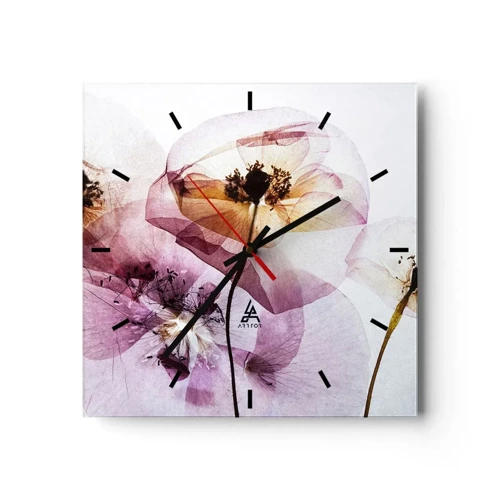 Reloj de pared - Reloj de vidrio - Cuerpo de flor - 30x30 cm