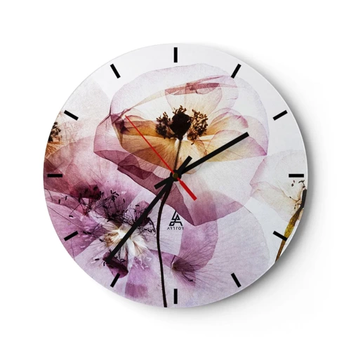 Reloj de pared - Reloj de vidrio - Cuerpo de flor - 30x30 cm