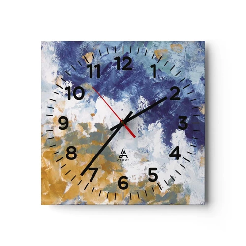 Reloj de pared - Reloj de vidrio - Danza de los elementos - 30x30 cm