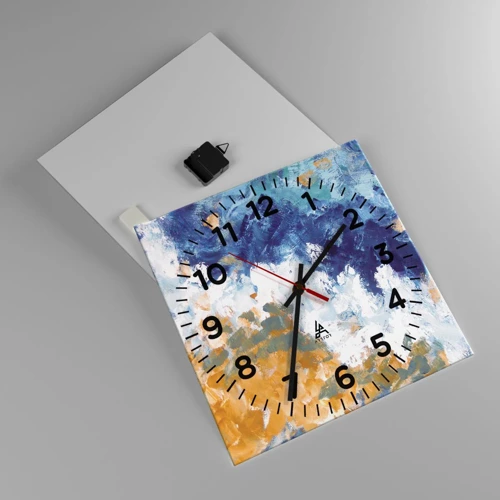 Reloj de pared - Reloj de vidrio - Danza de los elementos - 40x40 cm
