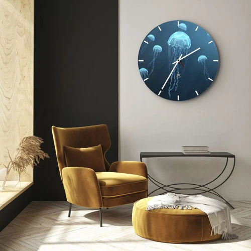 Reloj de pared - Reloj de vidrio - Danza oceánica - 30x30 cm