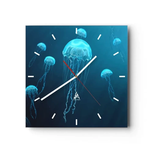 Reloj de pared - Reloj de vidrio - Danza oceánica - 40x40 cm