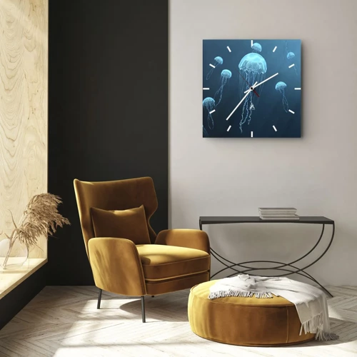 Reloj de pared - Reloj de vidrio - Danza oceánica - 40x40 cm