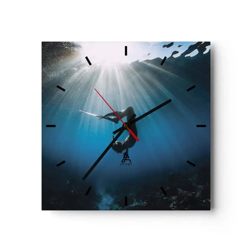 Reloj de pared - Reloj de vidrio - Danza subacuática - 30x30 cm