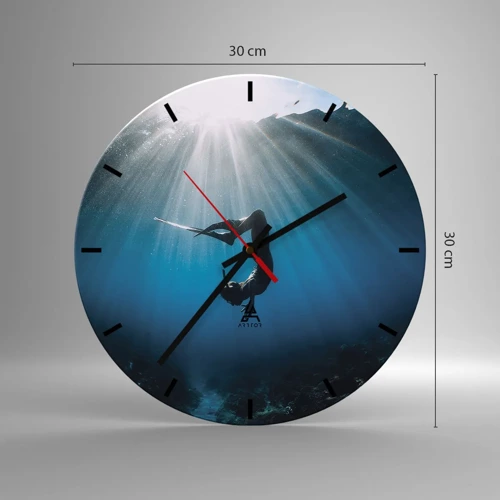 Reloj de pared - Reloj de vidrio - Danza subacuática - 30x30 cm