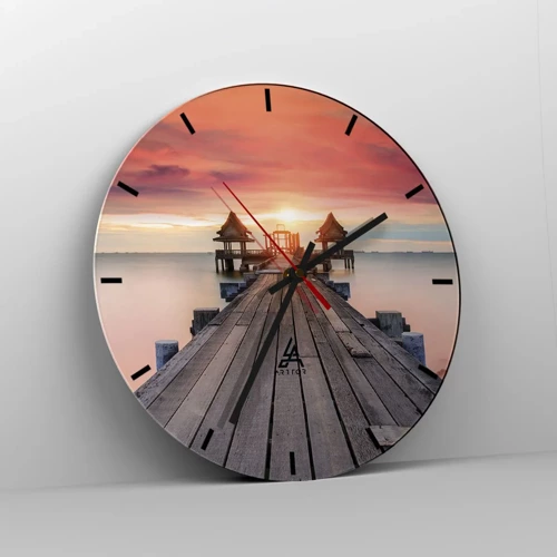 Reloj de pared - Reloj de vidrio - De este a oeste - 30x30 cm