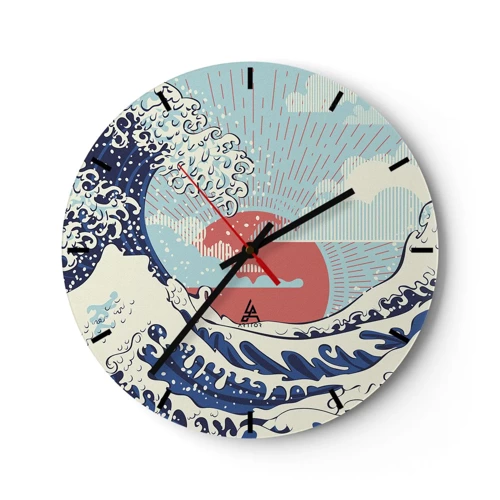 Reloj de pared - Reloj de vidrio - De inspiración japonesa - 30x30 cm