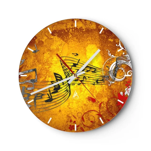 Reloj de pared - Reloj de vidrio - Deja que la música fluya - 30x30 cm